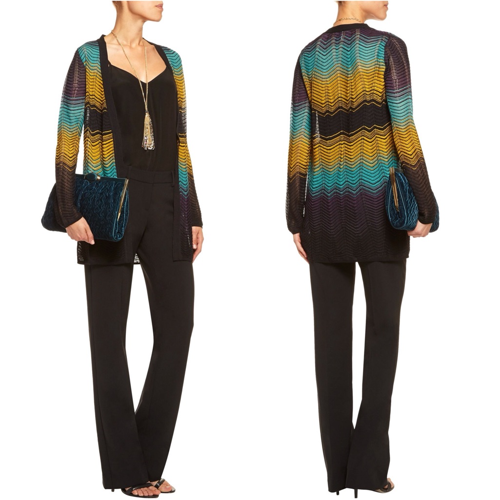 M Missoni Chevron Stripe Cardigan Sweater Sz 42 M